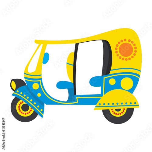 Auto Rickshaw, Eco friendly and indian Traditional Theme Illustration