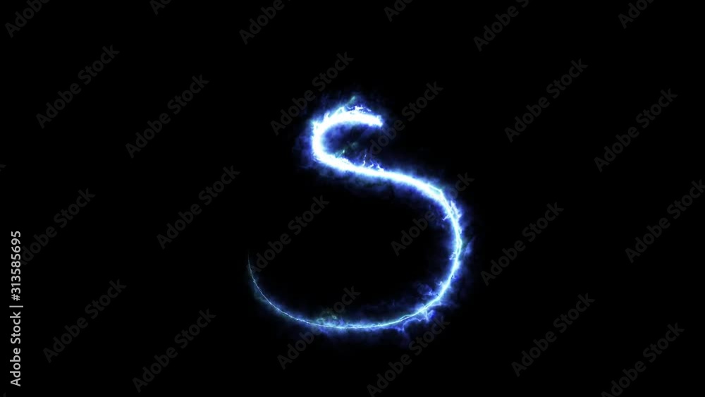 Electric blue letter S reveal on black background. 4K 60 fps animation. Electric blue letter S reveal on black background. 4K 60 fps animation.