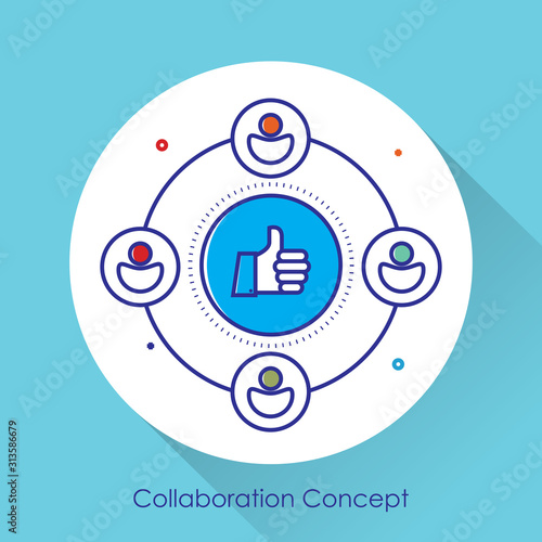 Banner collaboration and teamwork with icons