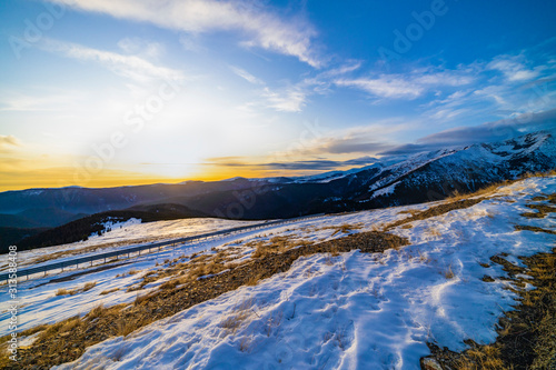 Beautiful winter landscape in the mountains in the Carpathian Mountains Romania
