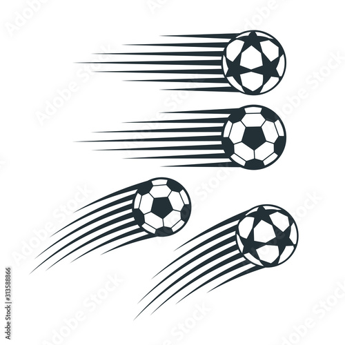 soccer ball moving illustration with speed line vector design for print on sticker, vinyl, decal, mug and t shirt