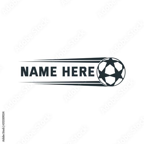 soccer ball emblem badge name tag theme vector design for print on sticker, vinyl, decal, mug and t shirt