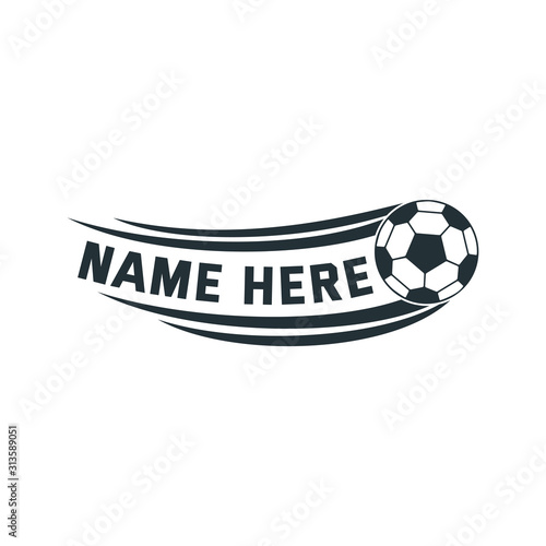 soccer ball emblem badge name tag theme vector design for print on sticker, vinyl, decal, mug and t shirt