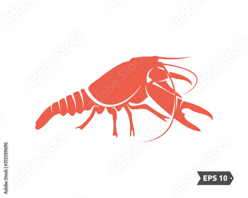 Shrimp logo design Vector. Isolated shrimp on white background. Prawns. Vector illustration.