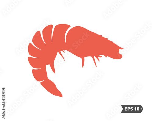 Shrimp logo design Vector. Isolated shrimp on white background. Prawns. Vector illustration.