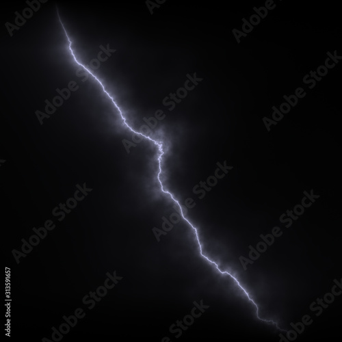 realistic sloped thunderbolt lightning strike at night