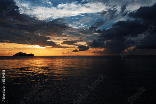 Sunset horizon sea water landscape