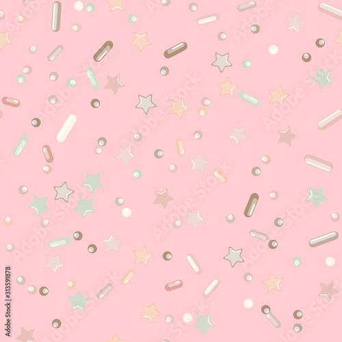 Sprinkle Cupcake Donut Topping. Seamless Pattern 