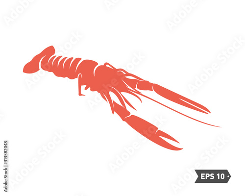 Shrimp logo design Vector. Isolated shrimp on white background. Prawns. Vector illustration.