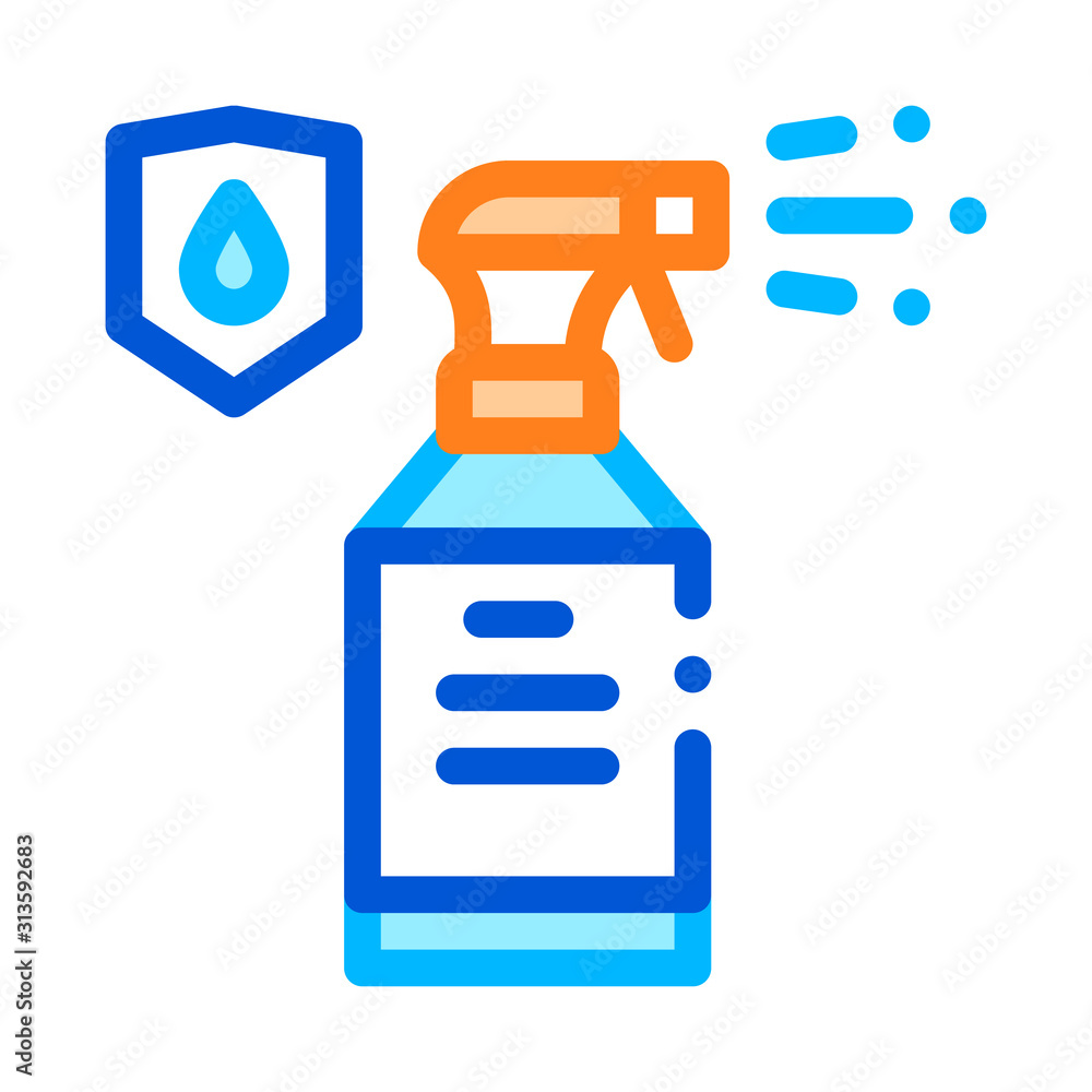 Waterproof Material Spray Vector Thin Line Icon. Waterproof Material Plastic Detergent Bottle, Industrial Use Linear Pictogram. Clothes, Moisture Absorbing Substance Illustration Waterproof Material Spray Vector Thin Line Icon. Waterproof Material Plastic Detergent Bottle, Industrial Use Linear Pictogram. Clothes, Moisture Absorbing Substance Illustration