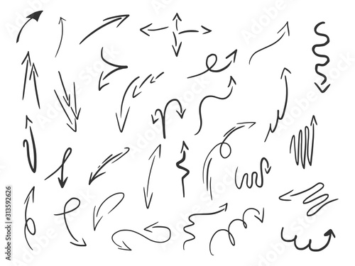 Doodle arrow set sketch engraving vector illustration. Romantic love lovesickness symbol. T-shirt apparel print design. Scratch board imitation. Black and white hand drawn image.