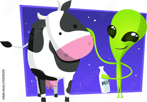 alien and cow