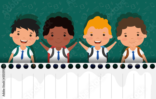 back to school card with interracial boys students