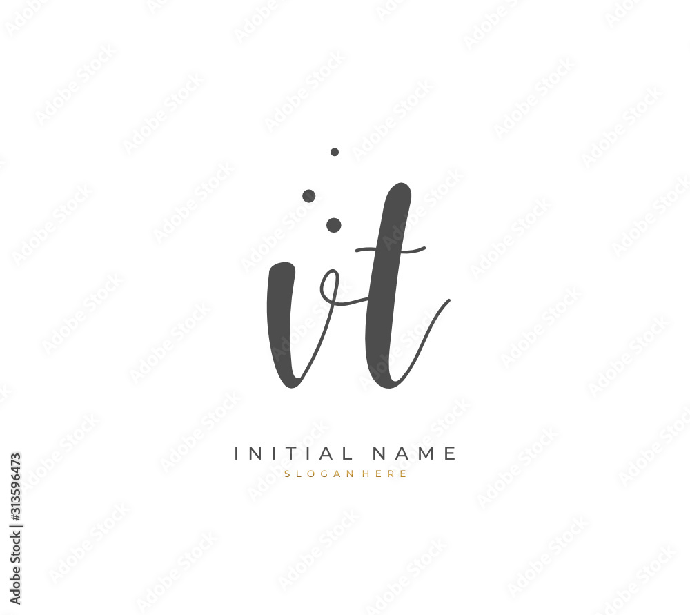 Handwritten initial letter I T IT for identity and logo. Vector logo template with handwriting and signature style.