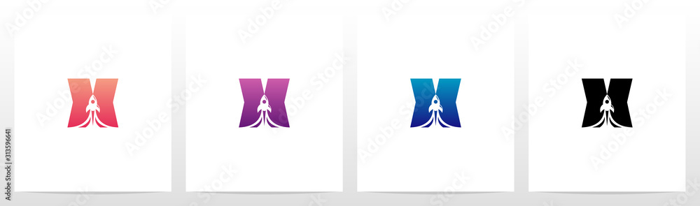 Rocket Launch On Letter Logo Design X