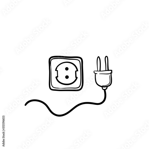 hand drawn electric socket icon vector design element doodle