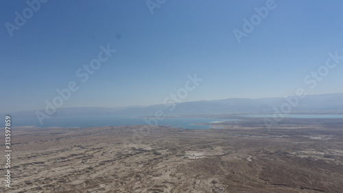 The view from Masada, israel overlooking Jordan and the dead sea. © Agustin