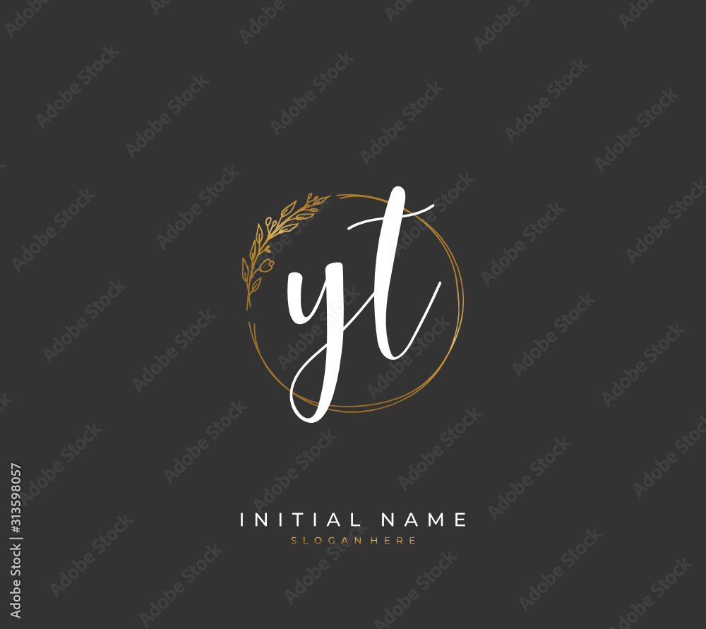 Handwritten initial letter Y T YT for identity and logo. Vector logo template with handwriting and signature style. Handwritten initial letter Y T YT for identity and logo. Vector logo template with handwriting and signature style.