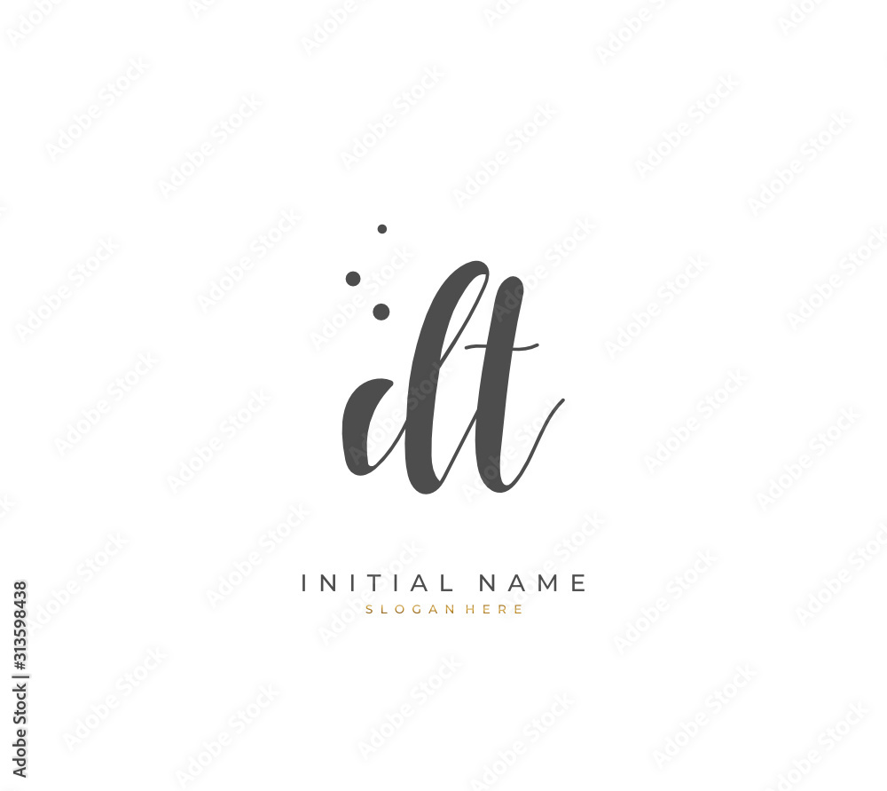 Handwritten initial letter D T DT for identity and logo. Vector logo template with handwriting and signature style. Handwritten initial letter D T DT for identity and logo. Vector logo template with handwriting and signature style.