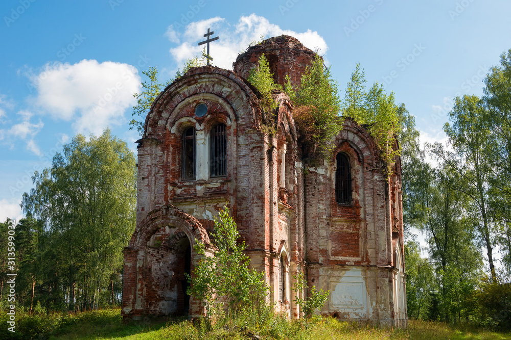 The destroyed Church of the Iveron Icon of the Mother of God. Lykoshino village, Tver region, Russia The destroyed Church of the Iveron Icon of the Mother of God. Lykoshino village, Tver region, Russia