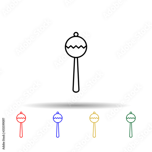 Rattle toy baby multi color style icon. Simple thin line, outline vector of maternity icons for ui and ux, website or mobile application