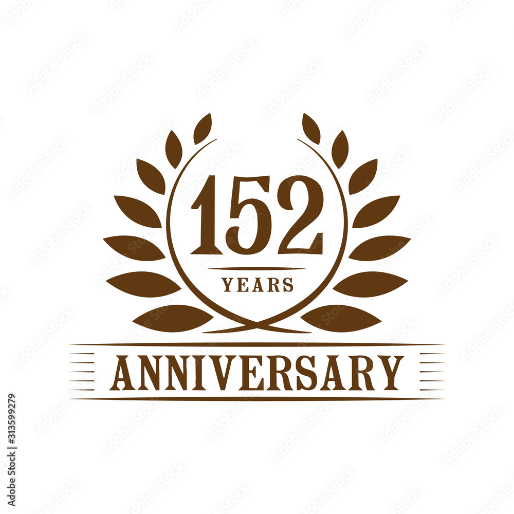 152 years logo design template. One hundred fifty second anniversary vector and illustration.