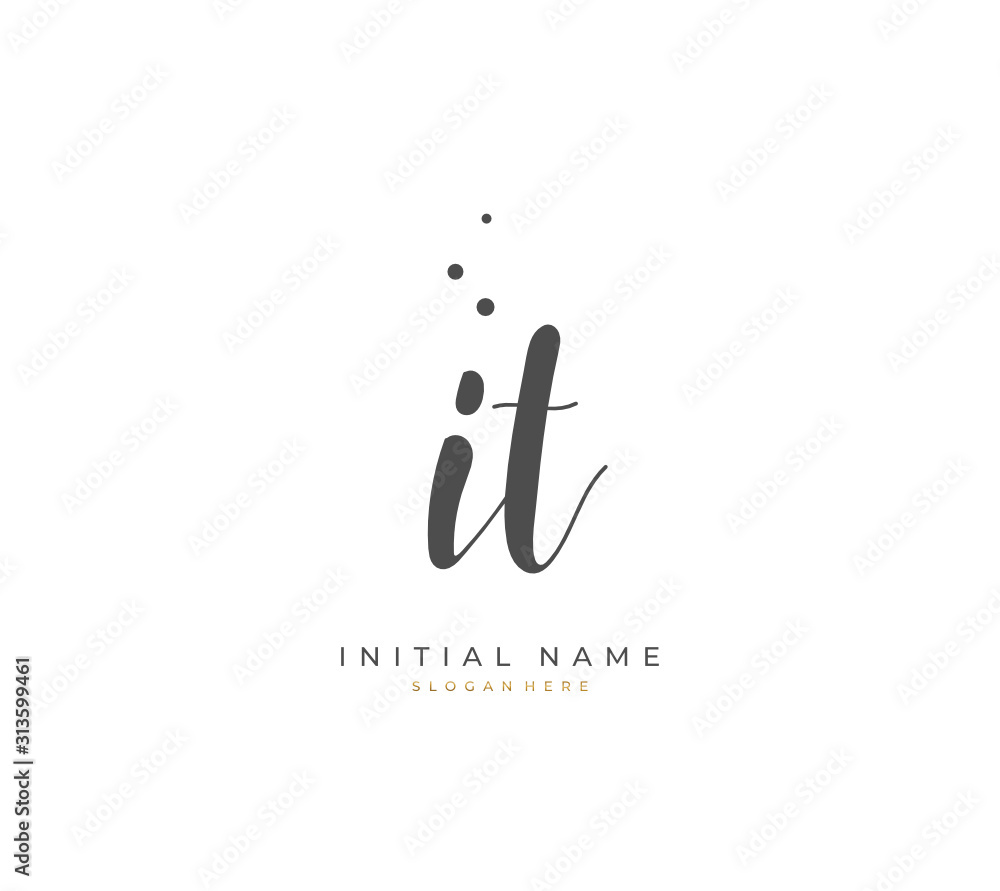 Handwritten initial letter I T IT for identity and logo. Vector logo template with handwriting and signature style. Handwritten initial letter I T IT for identity and logo. Vector logo template with handwriting and signature style.