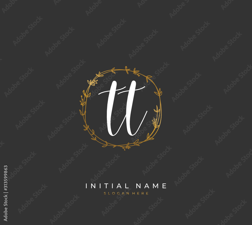 Handwritten initial letter T TT for identity and logo. Vector logo template with handwriting and signature style. Handwritten initial letter T TT for identity and logo. Vector logo template with handwriting and signature style.