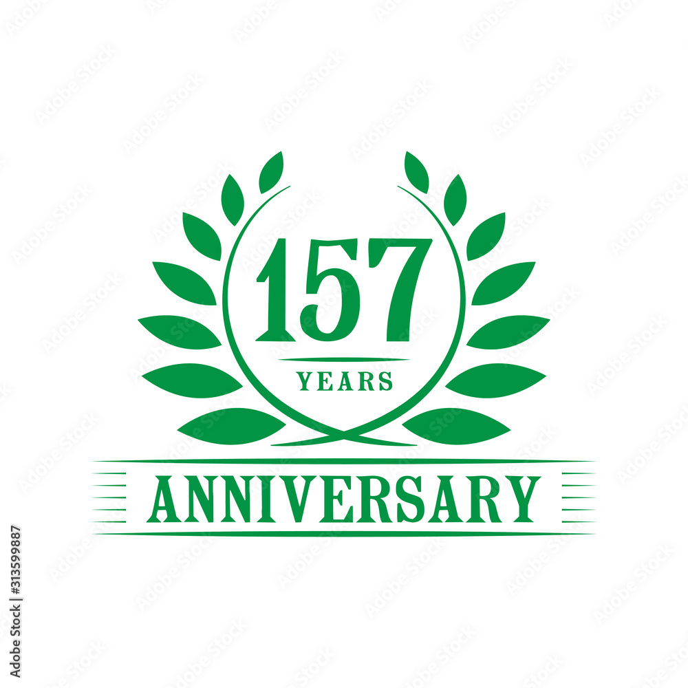 157 years logo design template. One hundred fifty seventh anniversary vector and illustration. 157 years logo design template. One hundred fifty seventh anniversary vector and illustration.