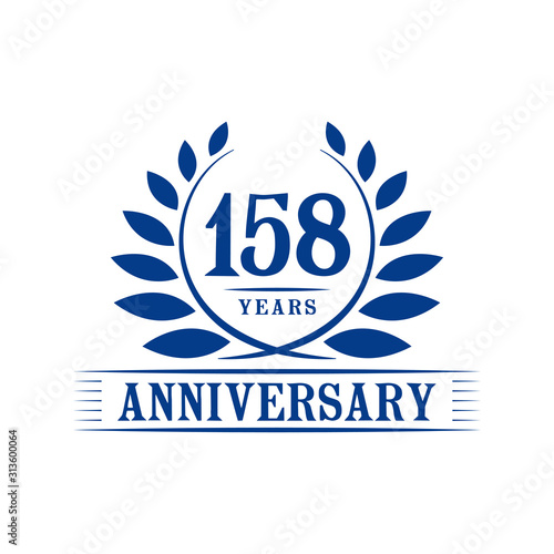 158 years logo design template. One hundred fifty eighth anniversary vector and illustration.