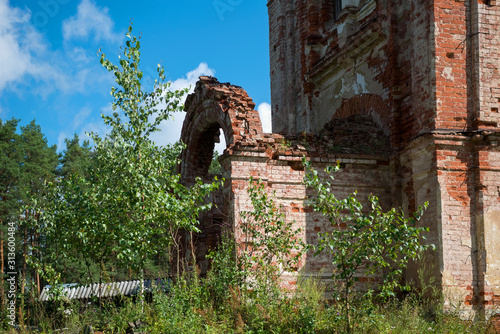 The destroyed Church of the Iveron Icon of the Mother of God. Lykoshino village, Tver region, Russia photo