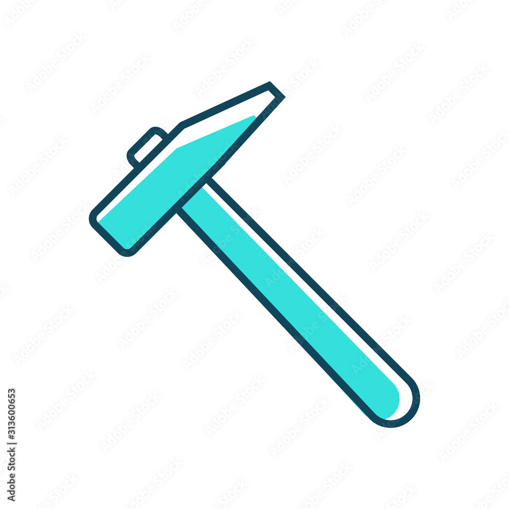 Hammer icon vector on white background
