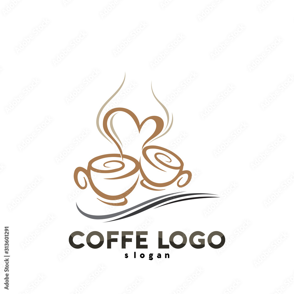 Fototapeta Coffee cup Logo Template vector icon design and coffe black