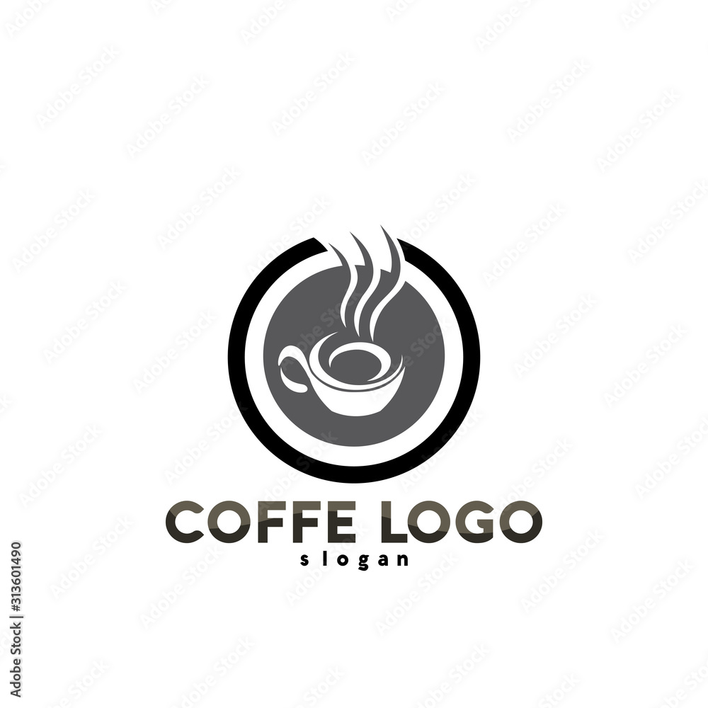 Fototapeta Coffee cup Logo Template vector icon design and coffe black