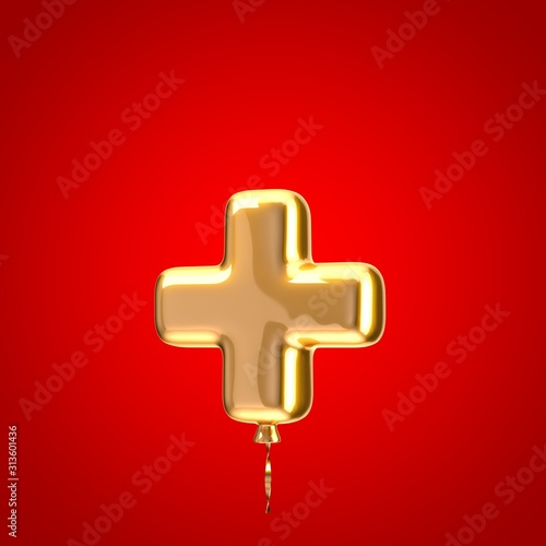 Gold balloon font plus symbol