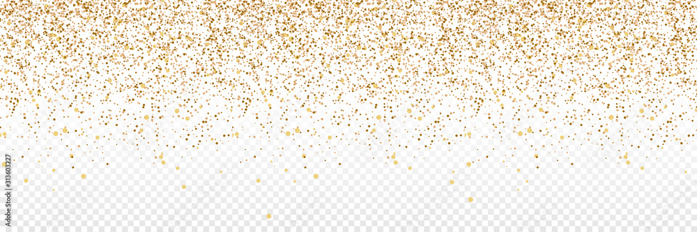 Gold Confetti. Confetti in circle shape isolated on transparent background. Falling Gold Confetti illustration. Festive Background. Celebration Carnival vector illustration. Birthday concept. Vector