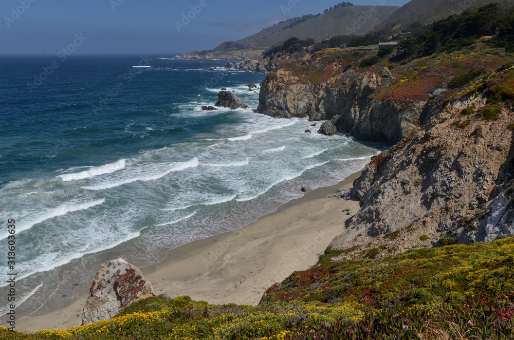 Rocky Creek Bridge beach on Big Sur coast (Monterey county, California)