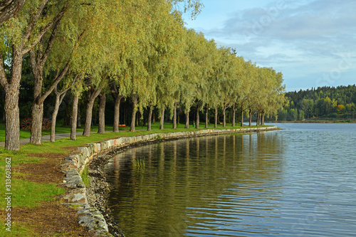 Golden Autumn in Linnanpuisto park. Hameenlinna, Finland photo