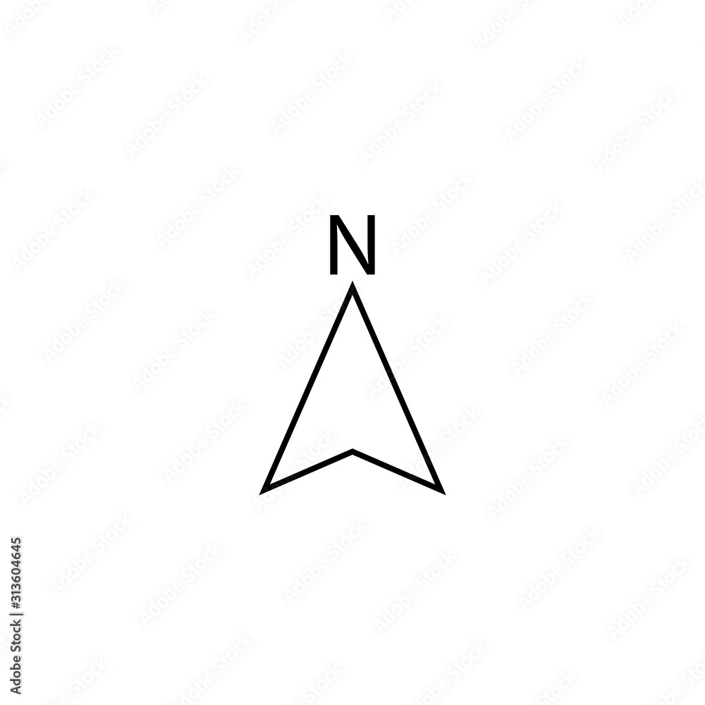 Vector icon of the compass with North direction isolated on white background. Vector icon of the compass with North direction isolated on white background.