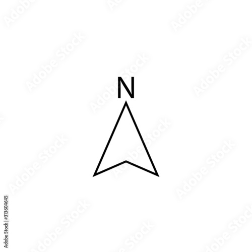 Vector icon of the compass with North direction isolated on white background.