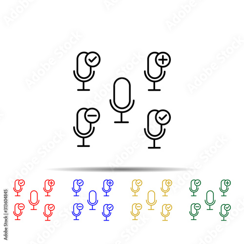 microphone  plus  remove  minus sign multi color style icon. Simple thin line  outline vector of web icons for ui and ux  website or mobile application