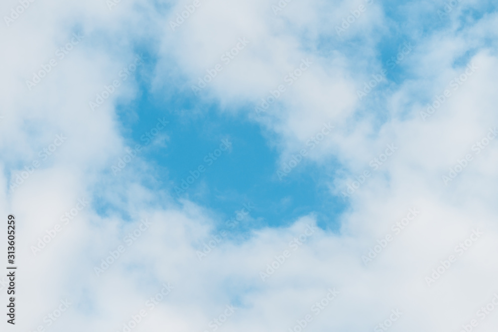Blue sky with floating white clouds. The background.