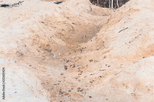 Not deep moat made of sand to drain water from the territory.
