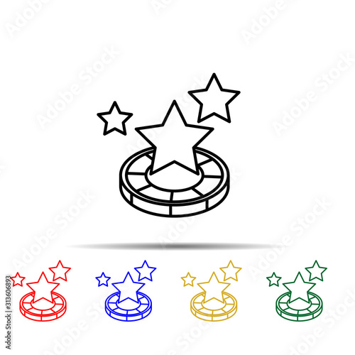 casino chip with stars multi color style icon. Simple thin line, outline vector of casino icons for ui and ux, website or mobile application