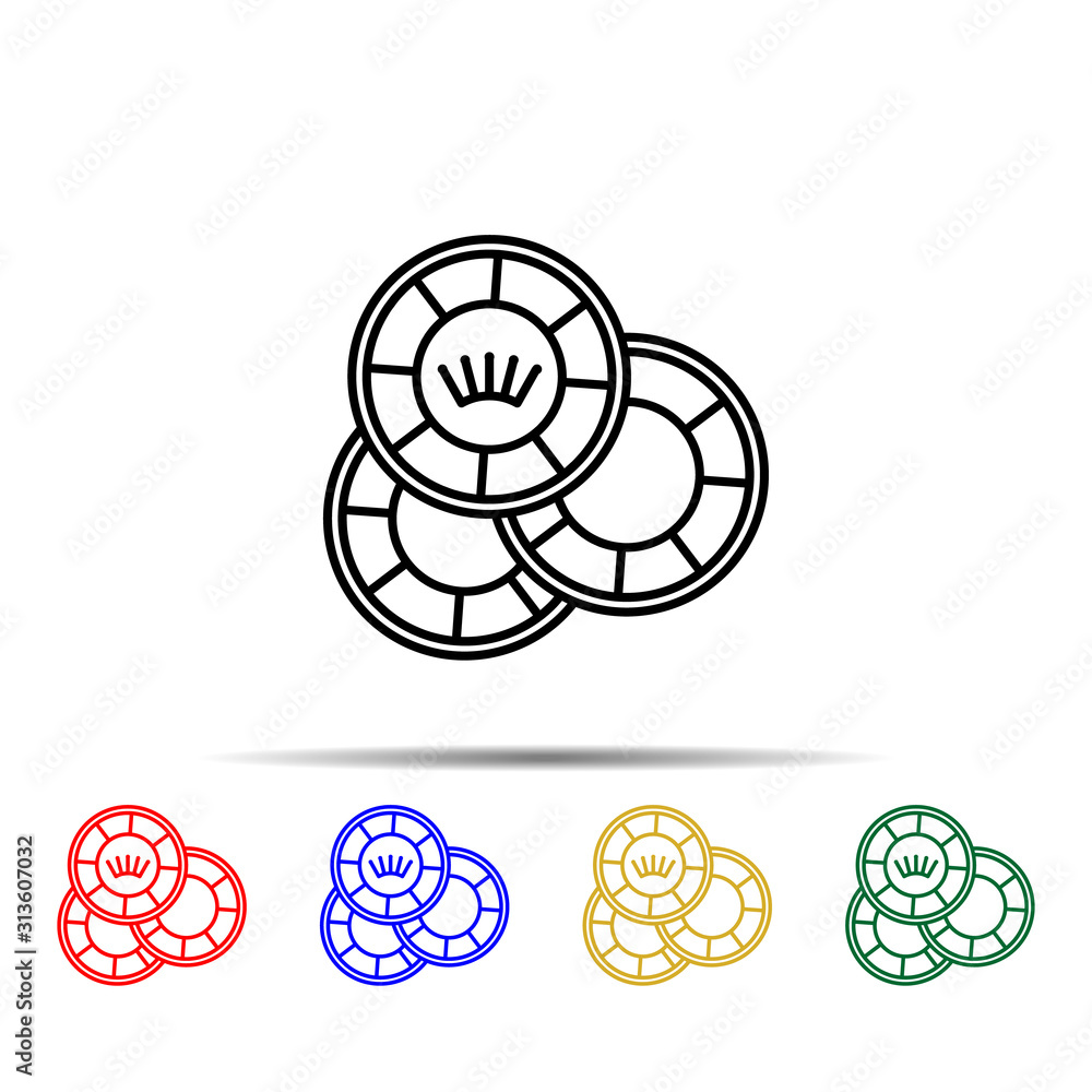 playing chips multi color style icon. Simple thin line, outline vector of casino icons for ui and ux, website or mobile application playing chips multi color style icon. Simple thin line, outline vector of casino icons for ui and ux, website or mobile application