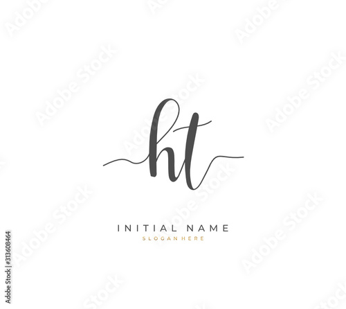 Handwritten initial letter H T HT for identity and logo. Vector logo template with handwriting and signature style. © D'Graphic Studio