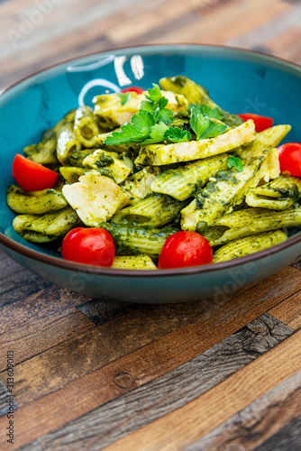 Chicken penne with Pesto sauce