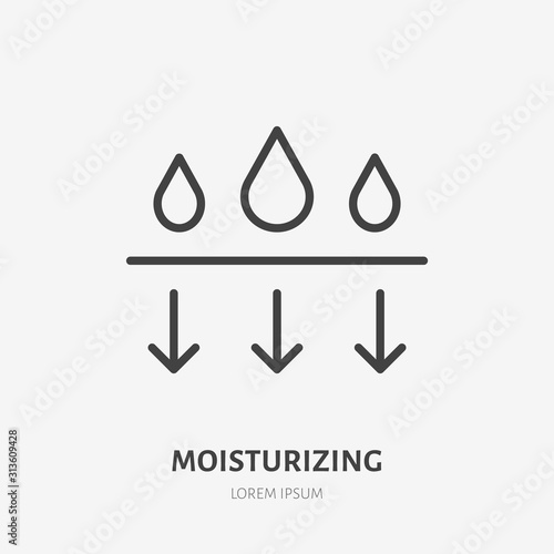 Moisture line icon, vector pictogram of moisturizing cream. Skincare illustration, sign for cosmetics packaging