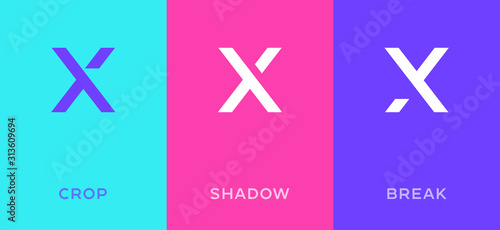Set of letter X minimal logo icon design template elements