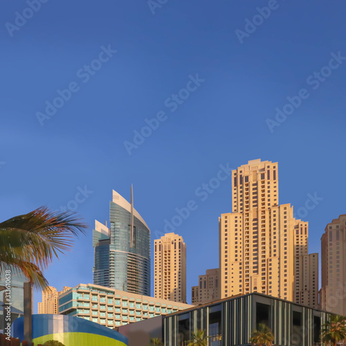 Dubai, UAE December 25/2018 Dubai hotels at summer day. © RDVector